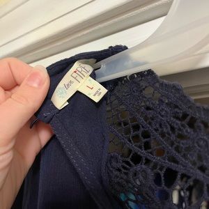 Navy Shirt with Lace Top